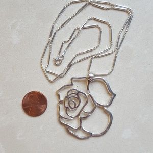 Sterling silver, 925, lrg pendant, charm necklace.
